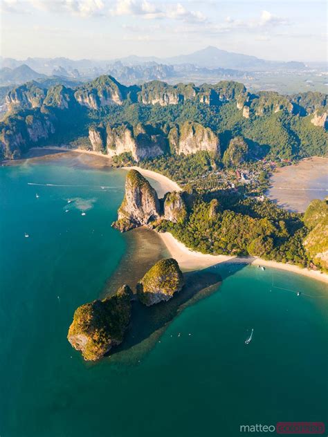 Aerial View Of Railay Peninsula At Sunset Krabi Province Thailand