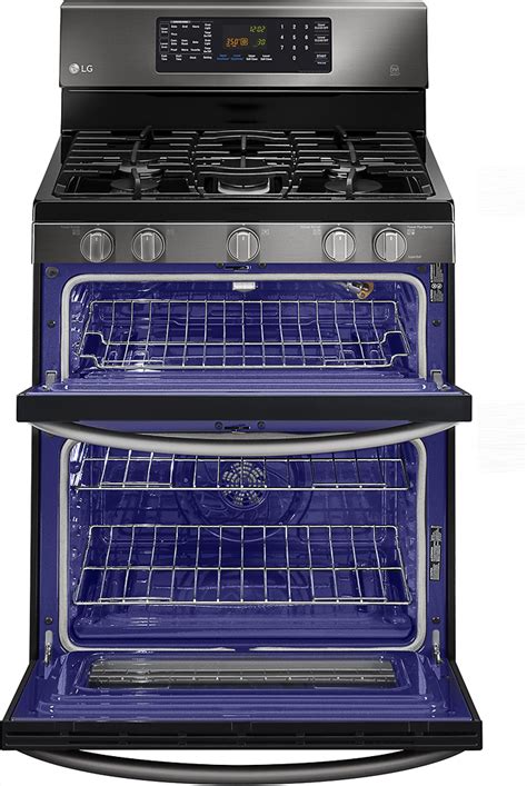 Best Buy Lg 61 Cu Ft Freestanding Double Oven Gas Convection Range Black Stainless Steel