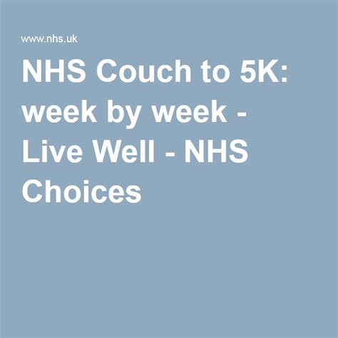Nhs Couch To 5k Week By Week Live Well Nhs Choices Couch To 5k