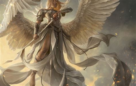 Wallpaper Girl Sword Fantasy Armor Wings Angel