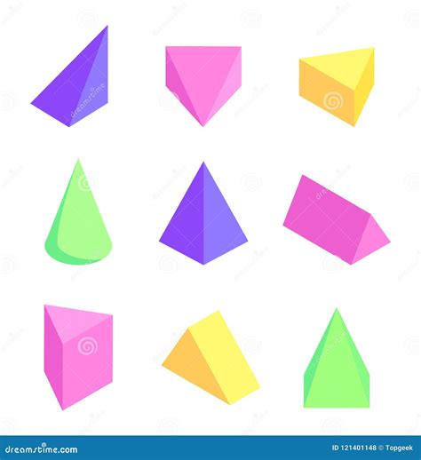 Geometric Prisms Set Colorful Vector Illustration Stock Vector