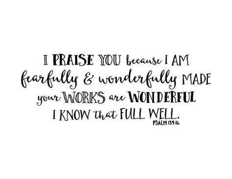 Psalm 139 14 I Praise You I Am Fearfully And Wonderfully Made Etsy Canada