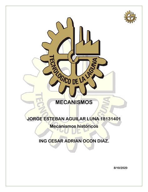Historia De Mecanismos Mecanismos Jorge Esteban Aguilar Luna 18131401