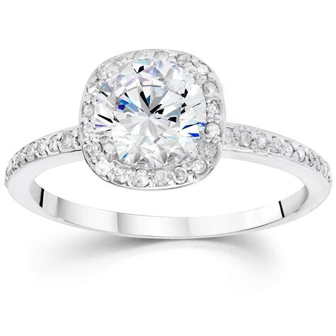 58ct Cushion Halo Diamond Engagement Ring 14k White Gold Solitaire