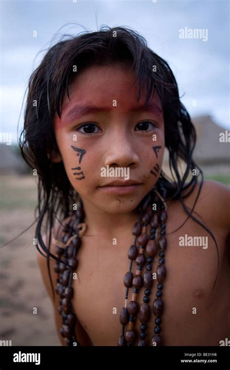 Children Of The Xingu Indian Go To School Built In The Village By The