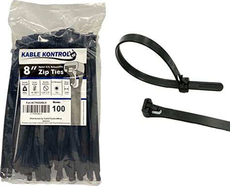 Kable Kontrol Reusable Cable Zip Ties 8 Inch 100 Pcs Black