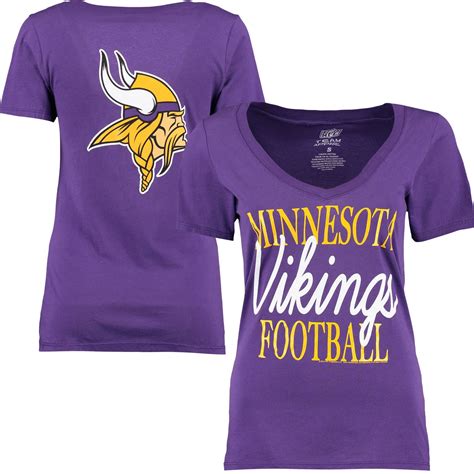 Minnesota Vikings Womens Purple Victory Play 2 Hit V Neck T Shirt