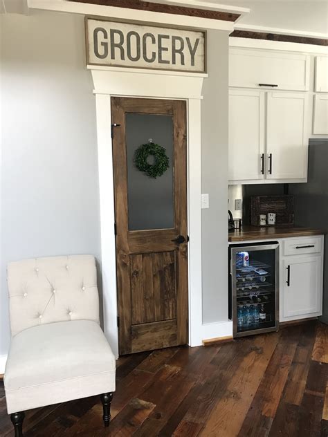 This can be a journey… an endeavor… yes, a trial… because it can take a while to hunt down enough used cabinets to fit the configuration that you need. F A R M H O U S E || rustic pantry door with frosted glass ...