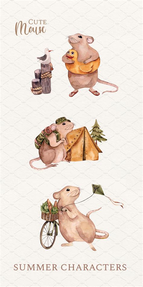 Cute Mouse Watercolor By Molinartstudio On Creativemarket Cute Mouse