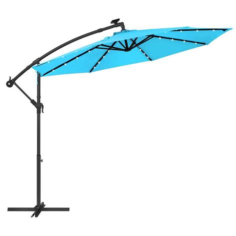 10 Ft Cantilever Patio Umbrella With Led Light In Lake Blue Byy42 17
