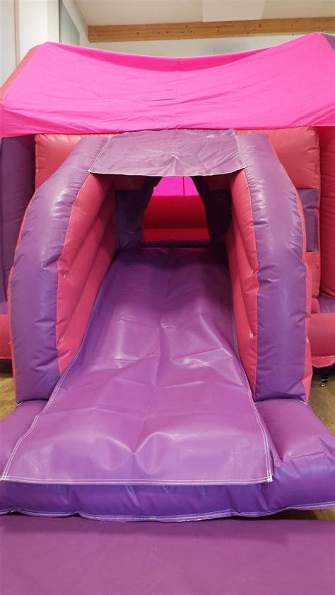 Pink And Purple Side Slide Castle Velcro 15 X 17ft Bouncy Castle Hire