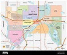 Administrative and road map of Saint Paul, Minnesota, United States ...