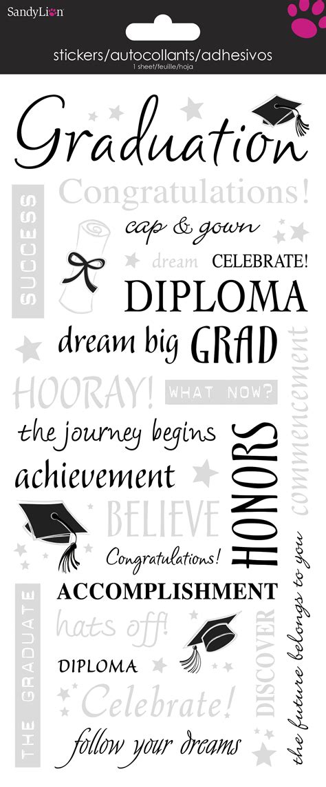 Graduation Words Paper Craft 55 X 12 Sticker Clear Wfoil