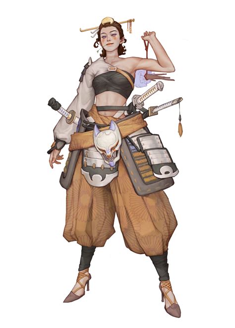 Artstation Samurai Girl Logan Wen Female Character Design Character Design References Rpg