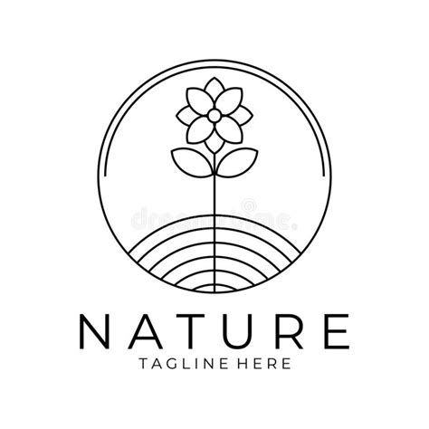 Nature Logo Design Line Art Logo Vector Illustration Stock Vector