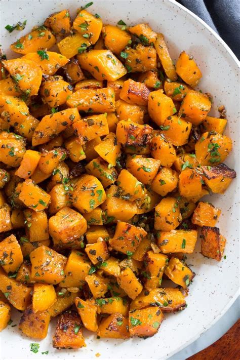 Roasted Butternut Squash With Garlic And Herbs Butternut Squash Recipes Roasted Butternut