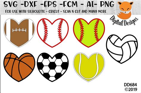 Sports Half Hearts Svg Png Dxf Eps Ai Fcm Baseball Etsy