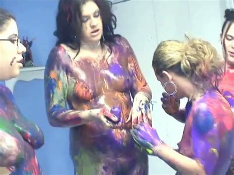 Exciting Lesbian Body Painting Scene With Horny White Bitches Video