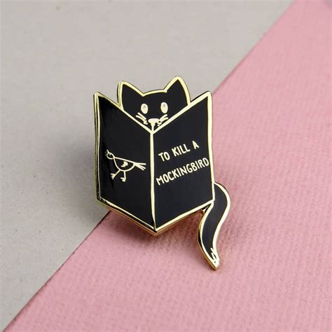 Reading Cat Enamel Pin By Literary Emporium Book Pins Cat Enamel Pin