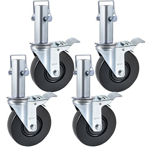 Vevor Pack Inch Scaffolding Rubber Swivel Caster Wheels With Dual Locking Heavy Duty Casters