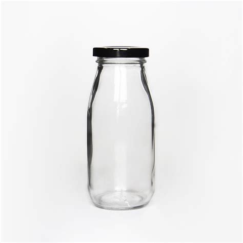 200ml Glass Milk Bottle With Metal Lid Flint Glass Material For