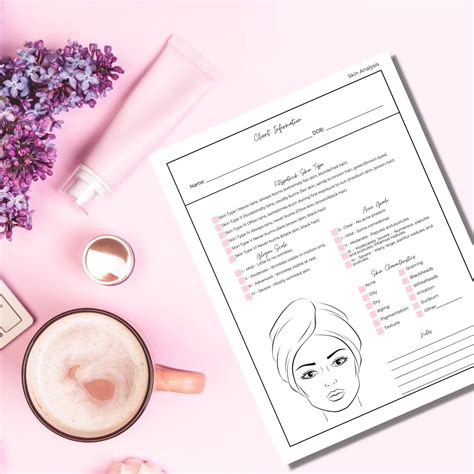 editable and printable skin analysis form template for etsy