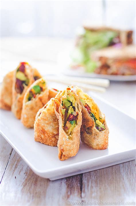 Brush the edges of the wrapper with water to seal them. Cheesecake Factory's Avocado Egg Rolls - The Novice Housewife