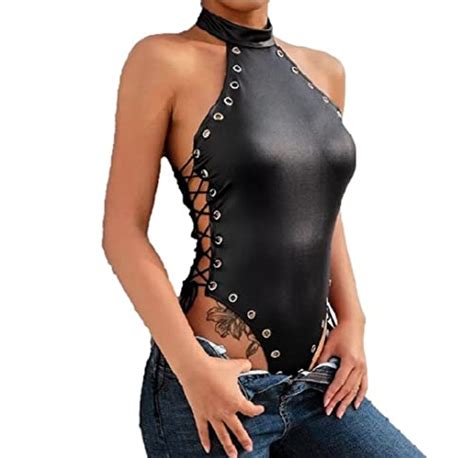 top totty karissa sexy role play erotic gothic open crotch leather bodysuit tyq8119 ggt boutique