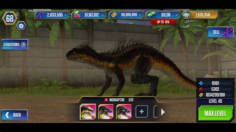 Jurrasic World The Game Strongest Dinosaur Indoraptor Unlocked Youtube