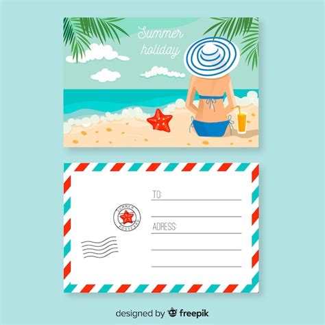 Free Vector Flat Summer Holiday Postcard