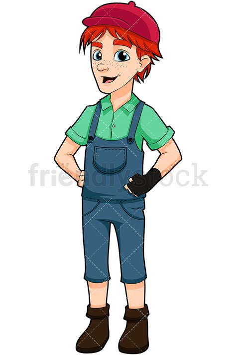 Teenage Boy Wearing Dungarees Cartoon Vector Clipart