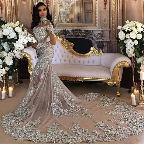 the yolina hand beaded crystal lace and tulle mermaid luxury wedding broke bride dresses