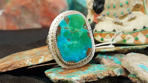 Royston Turquoise Ring Gem Quality Royston Stone Set In Etsy