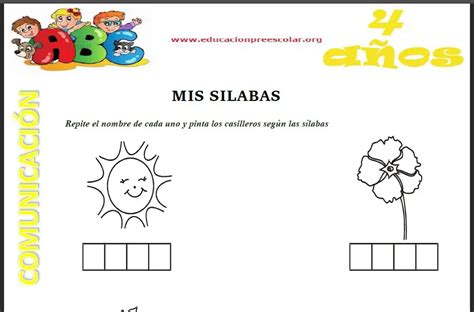 Silabas Para Niños De 4 Años — Educación Preescolar