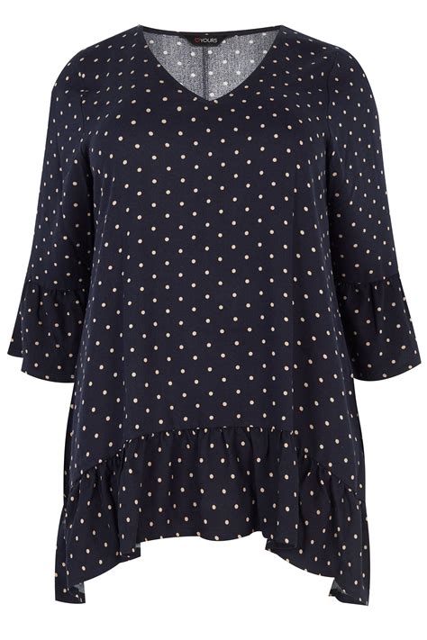 Navy Polka Dot Blouse Sizes 16 To 36 Yours Clothing