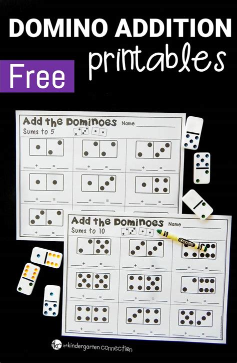 domino addition printables  kindergarten connection
