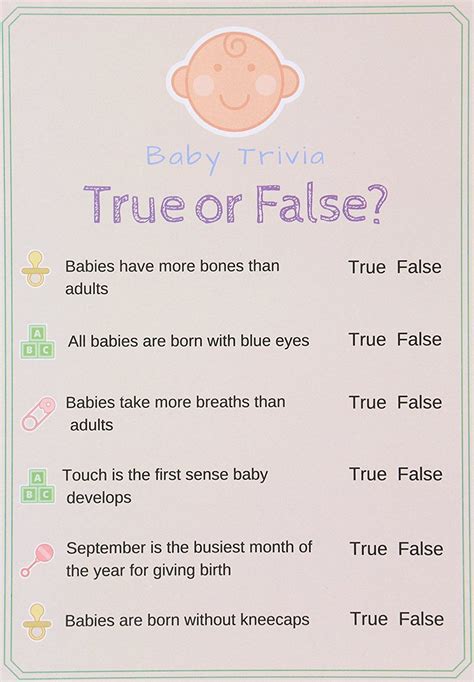 Baby Trivia Baby Shower Game Instant Download Printab