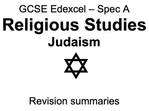 Judaism Revision Guide Gcse Religious Studies Rers Edexcel Spec A