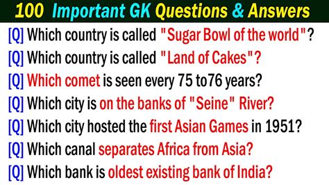 Important Easy General Knowledge Questions And Answers In English
