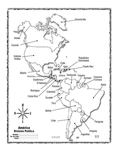 Unico Mapa Continente Americano Con Nombres Y Division Politica Pdmrea