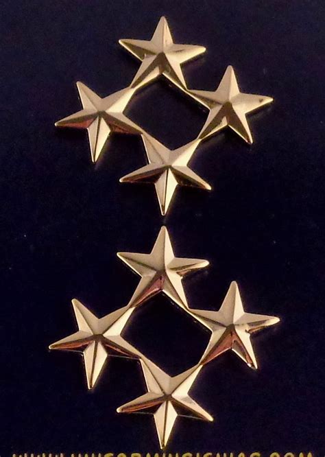 Police Chiefsheriff 4 Stars 12 Cluster Gold Pair Collar Pins Rank