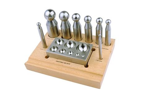8 Pc 5 27mm Doming Dapping Punch Set And Steel Doming Block In Wooden