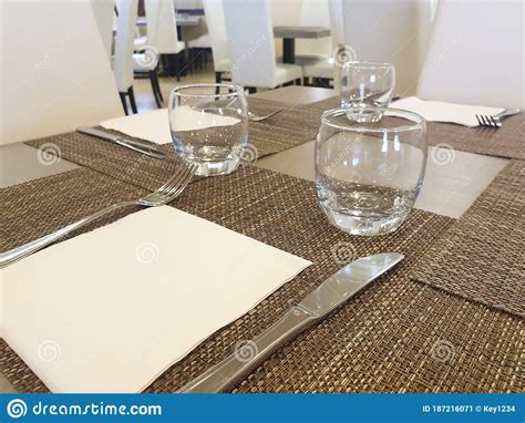 Simple Table Setting In A Restaurant Stock Image Image Of Service