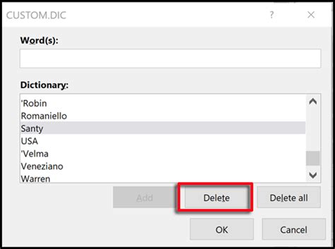 Delete Dictionary Entries In Word