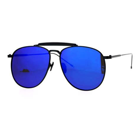 Sa106 Mens Vintage Color Mirror Flat Lens Aviator Sunglasses Ebay