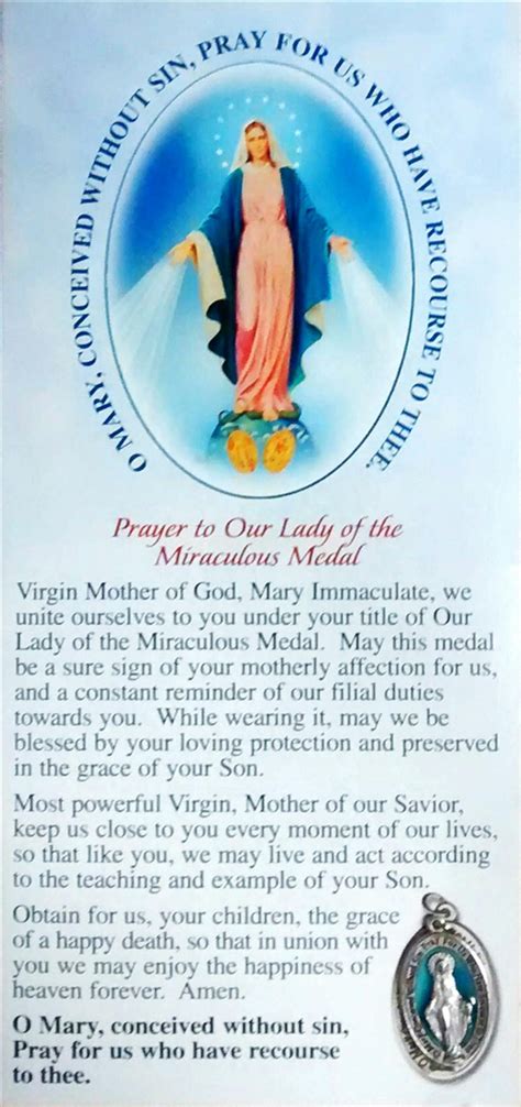 Prayer To Our Lady Of The Miraculous Medal Pamphlet With Miraculous Medal