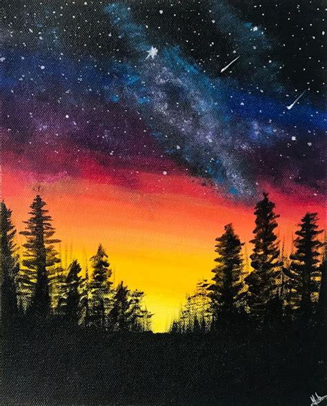 Galaxy Painting A Starry Night In 2021 Galaxy Art Painting Diy