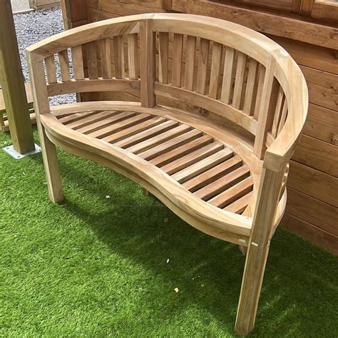 Solid Teak Curved Banana Bench For Two Persons Layzee Living