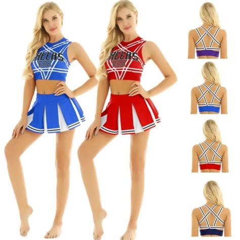 Us Womens Cheerleading School Girl Cosplay Costume Crop Topsskirt
