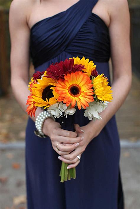 Solid Sunflowers Wedding Bouquets Sunflower And Navy Bouquet